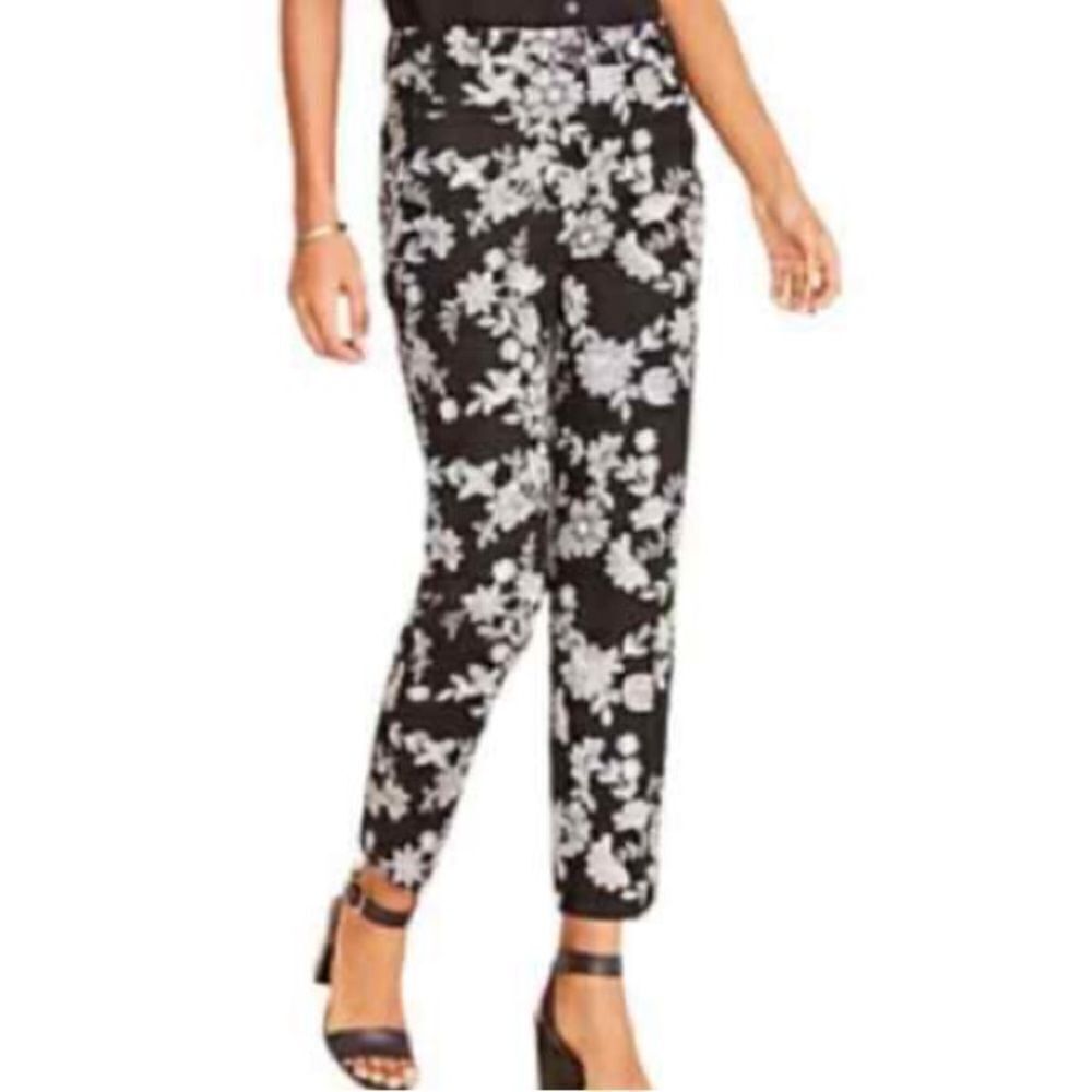 - Ann Taylor nwot white /black floral,  cotton trousers, ankle length 14